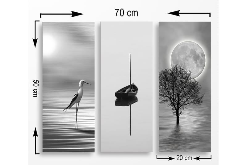 Decorative MDF Painting (3 Pieces) 20x50 - Inredning - Tavlor & posters - Canvastavla