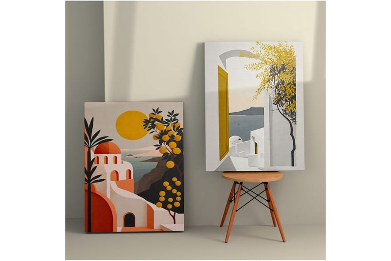 Dekorativt Dorosmålning (2 Stycken) Caldra Multicolor Lumi - Multifärgad - Inredning - Tavlor & posters - Canvastavla