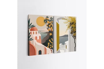 Dekorativt Dorosmålning (2 Stycken) Caldra Multicolor Lumi - Multifärgad - Inredning - Tavlor & posters - Canvastavla