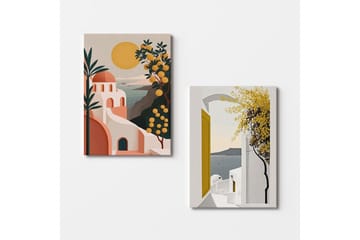 Dekorativt Dorosmålning (2 Stycken) Caldra Multicolor Lumi - Multifärgad - Inredning - Tavlor & posters - Canvastavla
