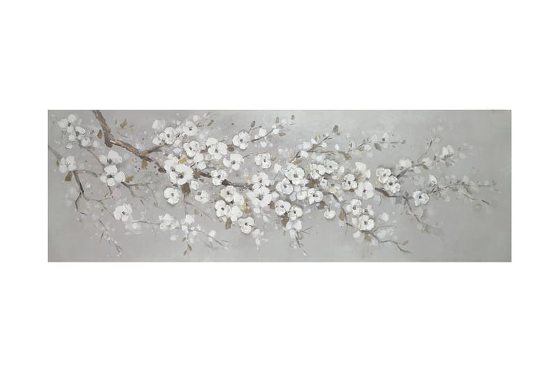 Oljemålning 50x150 cm vit sakura - Oljemålning