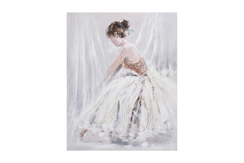 Oljemålning 80x100 cm Dam I Vitt