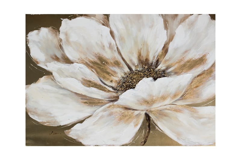 Oljemålning 90x120 cm Beige blommor -   - Oljemålning