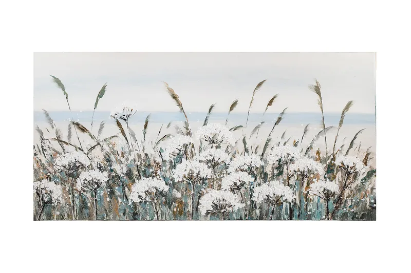 Oljemålning Vita ängblommor