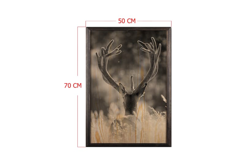 Deer In The Field Painting/Foto Grå/Beige - 50x70 cm - Djur poster - Posters & prints