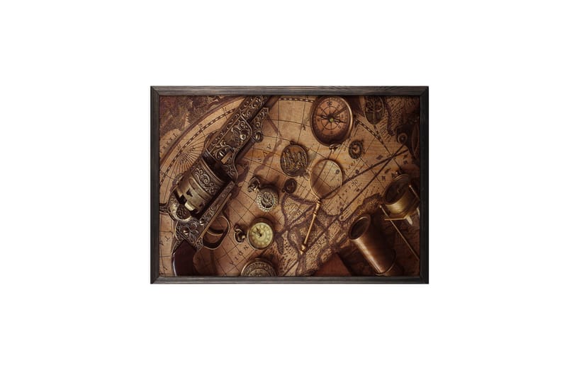 Historical Map, Compass & Watch Foto Beige/Brun - 70x50 cm - Inredning - Tavlor & posters - Posters & prints - Fotografiska posters