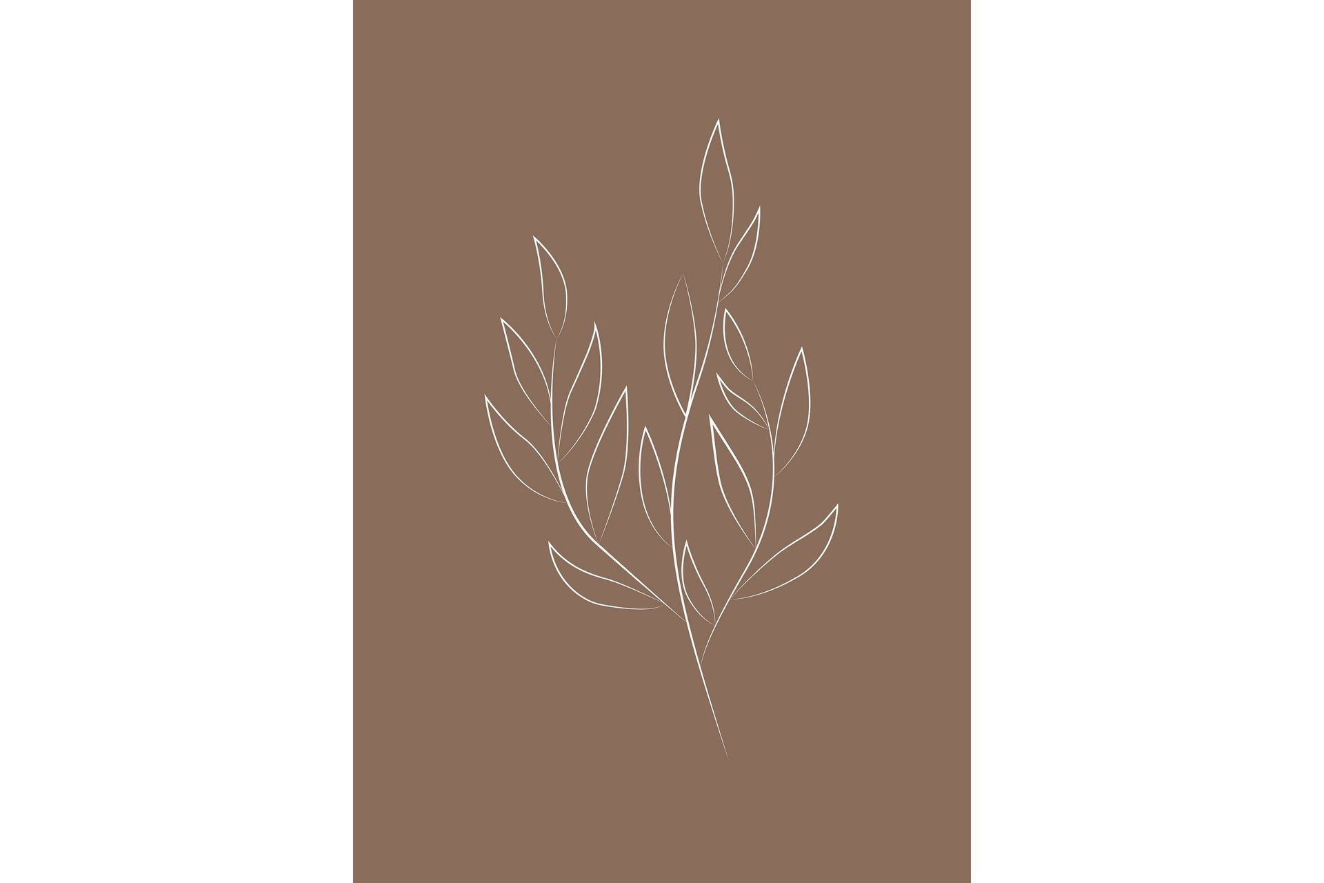 Poster Drawed leaf 21x30 cm - Brun