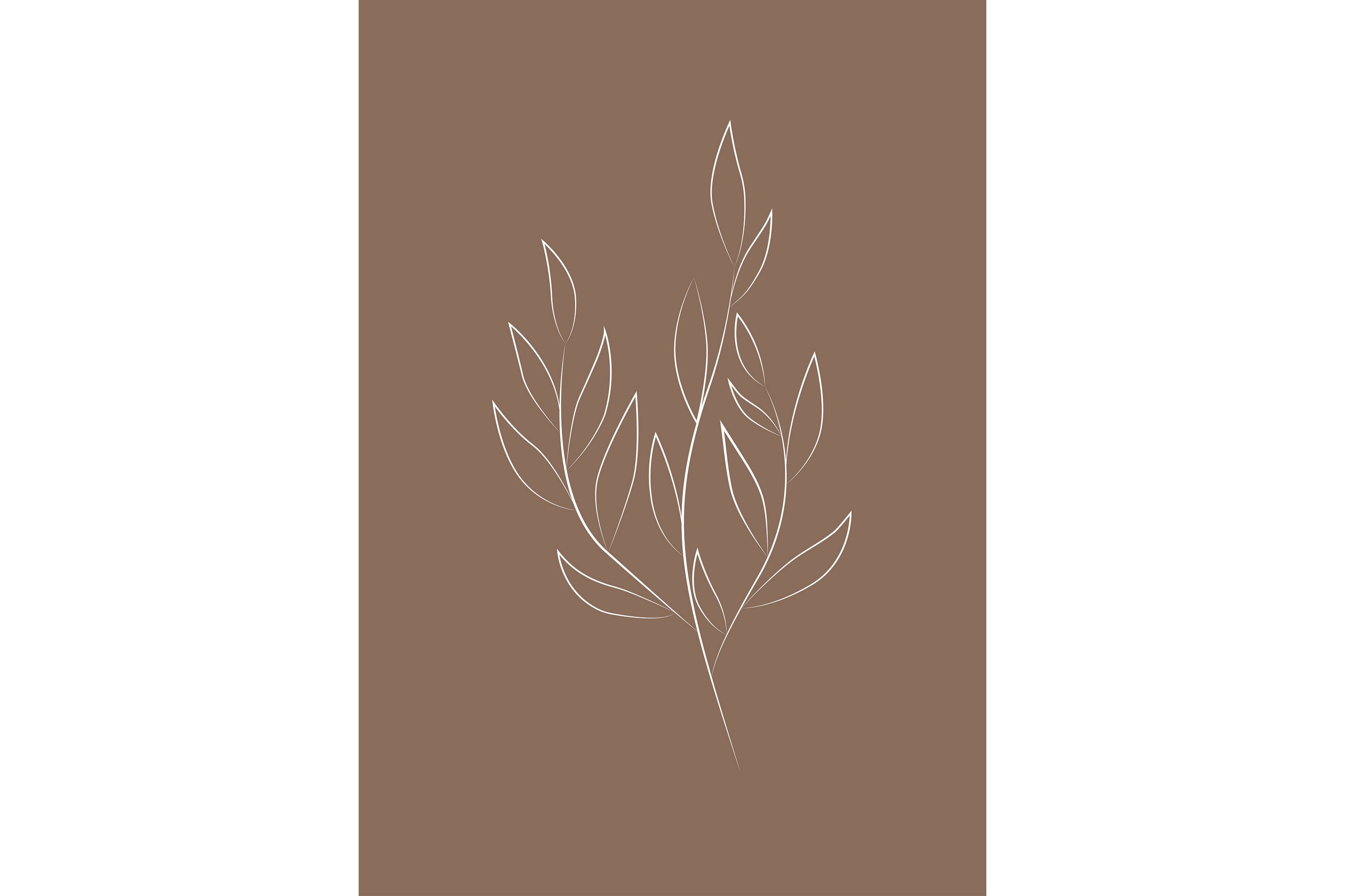 Poster Drawed leaf 21x30 cm Brun