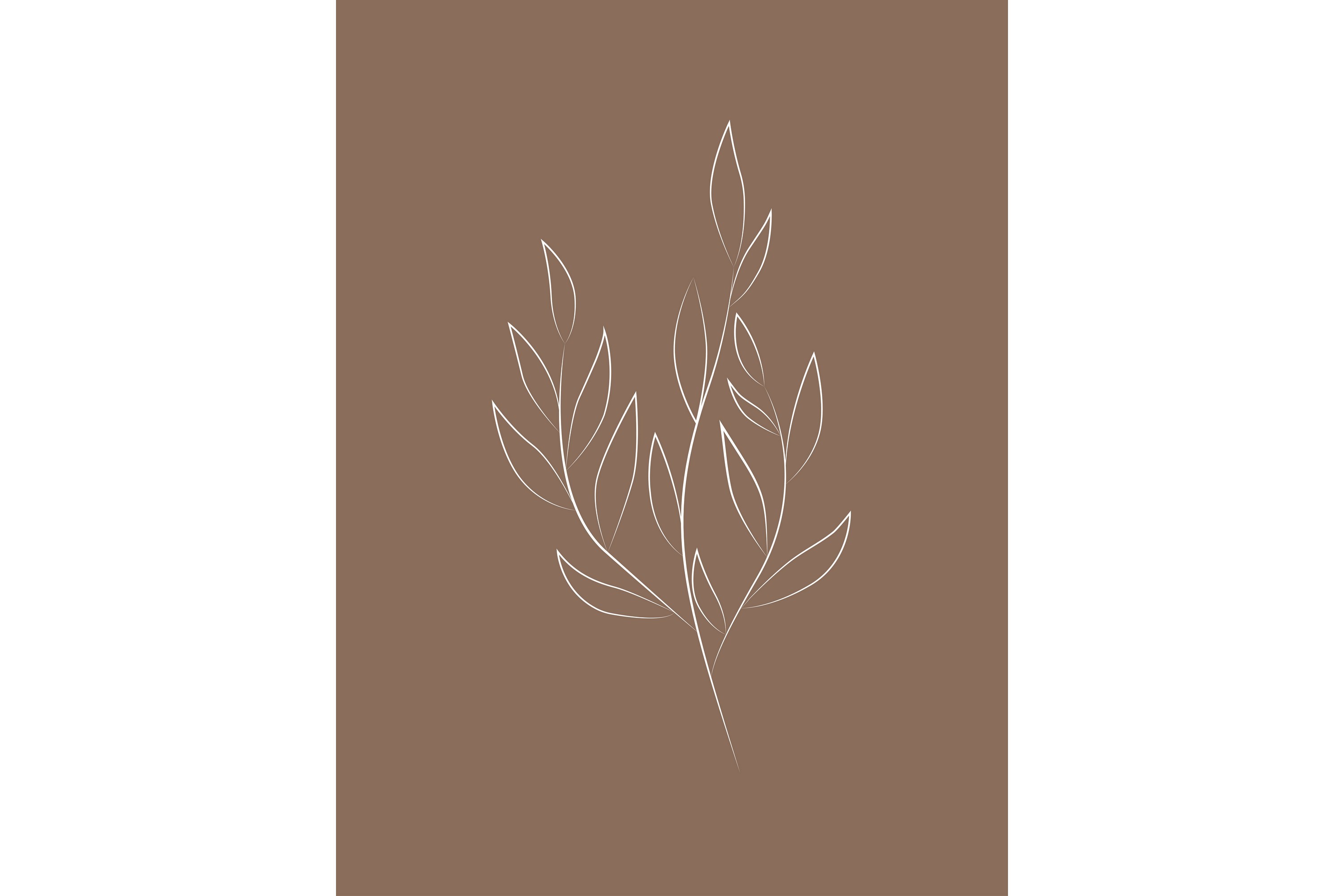 Poster Drawed leaf 30x40 cm Brun