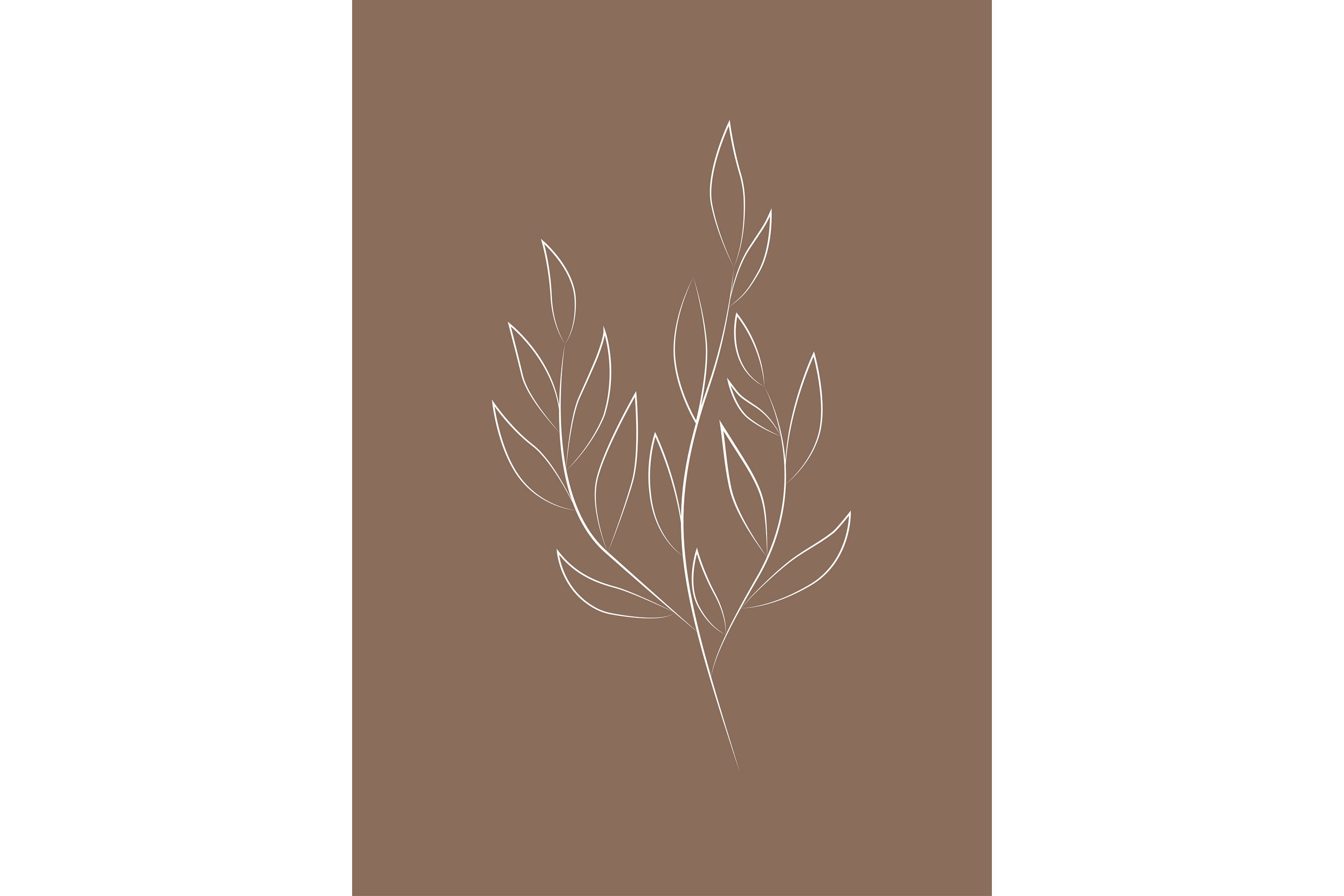 Poster Drawed leaf 50x70 cm Brun