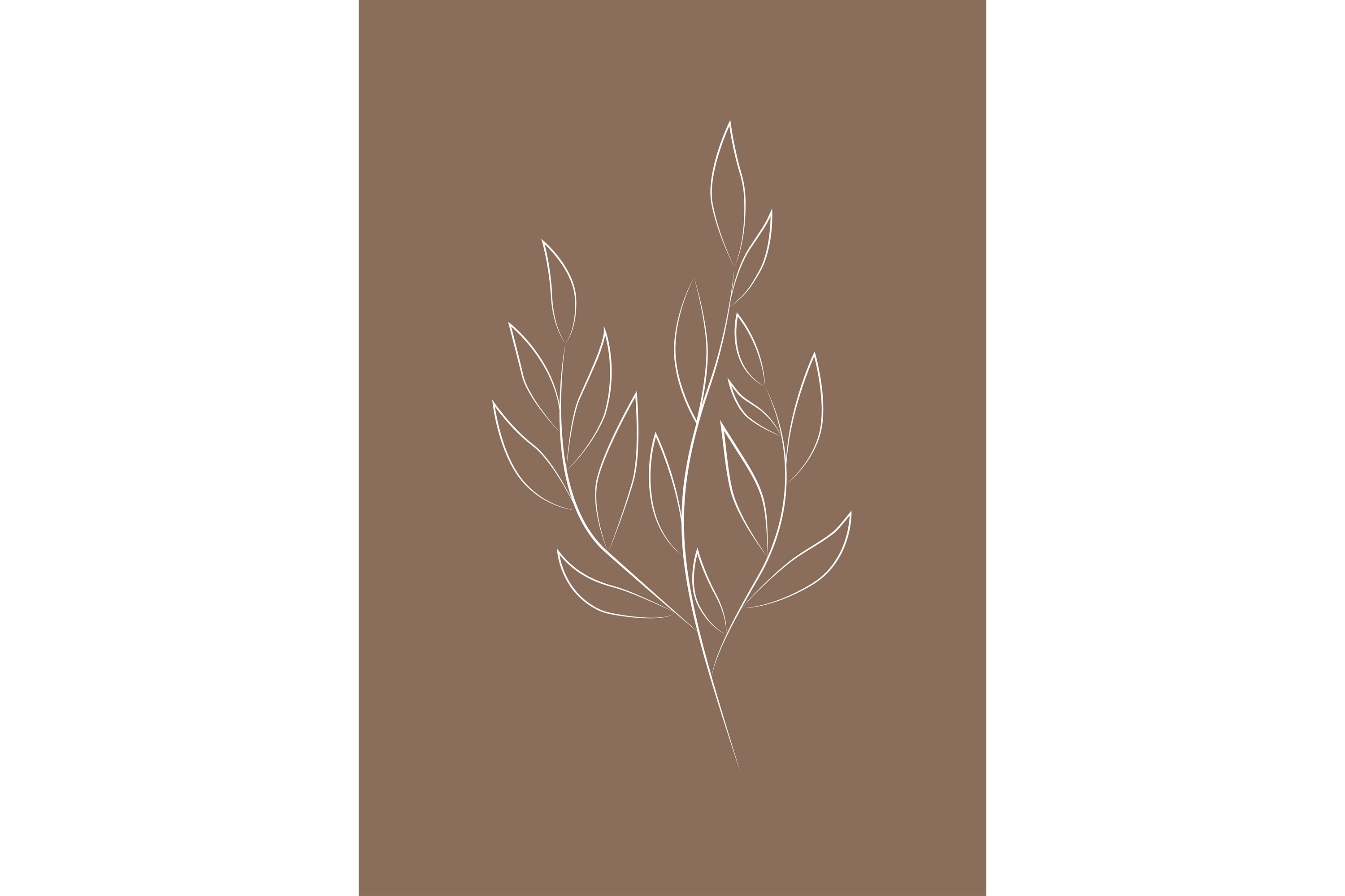 Poster Drawed leaf 70x100 cm Brun