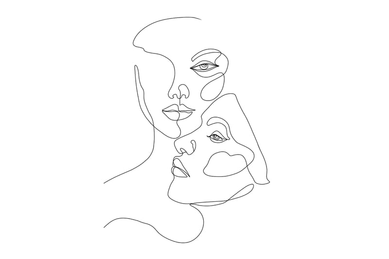 Poster Faces 21x30 cm, Svart/Vit