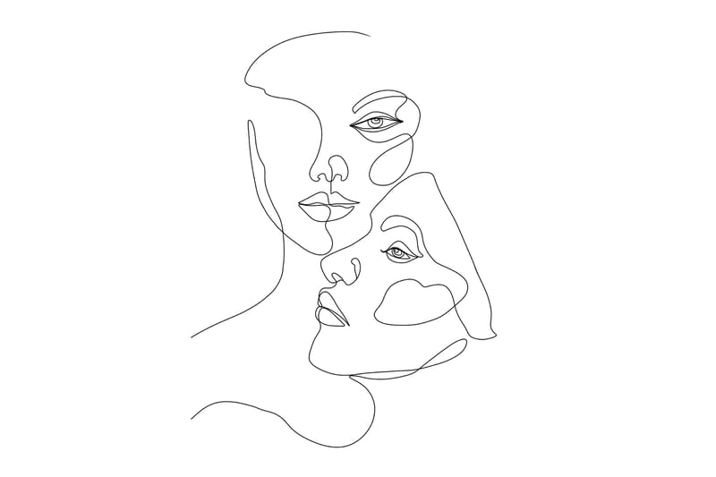 Poster Faces 70x100 cm, Svart/Vit