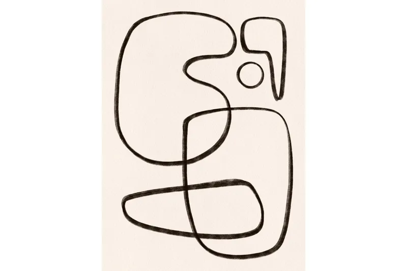 Poster Line art 30x40 cm, Vit/Svart