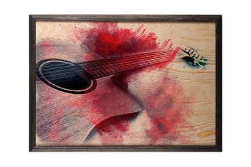 Red Splashed Guitar Illustration Röd/Beige - 50x35 cm - Inredning - Tavlor & posters - Posters & prints