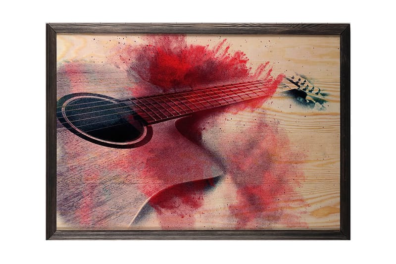 Red Splashed Guitar Illustration Röd/Beige - 50x35 cm - Posters & prints - Poster barnrum