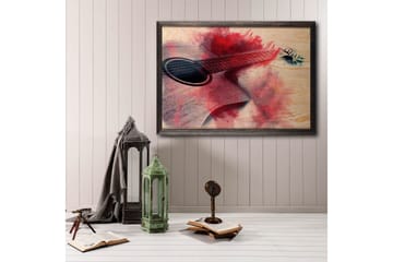 Red Splashed Guitar Illustration Röd/Beige - 50x35 cm - Inredning - Tavlor & posters - Posters & prints