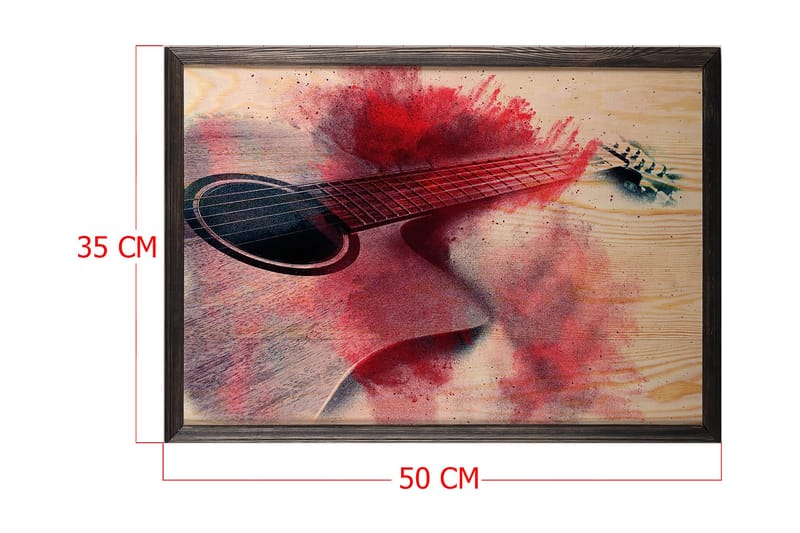 Red Splashed Guitar Illustration Röd/Beige - 50x35 cm - Posters & prints - Poster barnrum