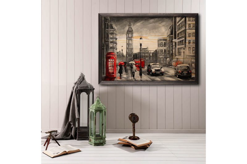 Vintage London Illustration Grå/Svart/Röd/Beige - 50x35 cm - Inredning - Tavlor & posters - Posters & prints