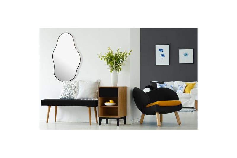 Spegel Wohnling Asymmetrisk metallram oval 80 cm - Inredning - Spegel - Hallspegel