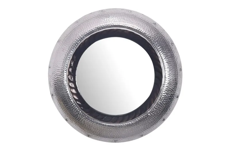 Spegel Wohnling Modern vågig metallram rund 74 cm - Inredning - Spegel - Hallspegel