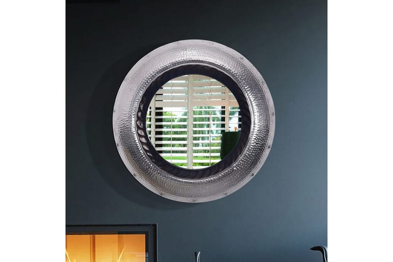 Spegel Wohnling Modern vågig metallram rund 74 cm - Inredning - Spegel - Hallspegel