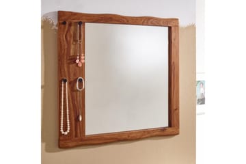 Spegel Wohnling Träkant Solid Träram med Krokar Lantlig Stil - Inredning - Spegel - Hallspegel