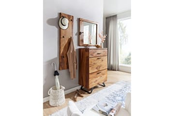 Spegel Wohnling Träkant Solid Träram med Krokar Lantlig Stil - Inredning - Spegel - Hallspegel