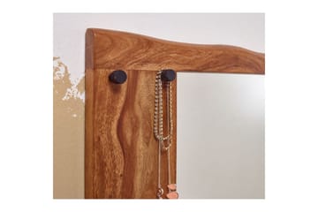 Spegel Wohnling Träkant Solid Träram med Krokar Lantlig Stil - Inredning - Spegel - Hallspegel