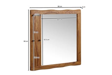 Spegel Wohnling Träkant Solid Träram med Krokar Lantlig Stil - Inredning - Spegel - Hallspegel