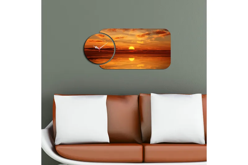 Decorative MDF Clock (2 Pieces) 68x32 - Inredning - Väggdekor - Väggklocka & väggur