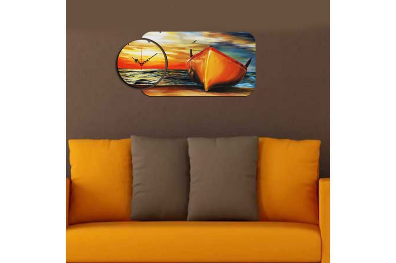 Decorative MDF Clock (2 Pieces) 68x32 - Inredning - Väggdekor - Väggklocka & väggur