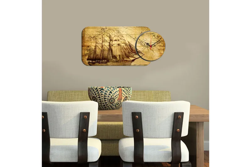 Decorative MDF Clock (2 Pieces) 68x32 - Inredning - Väggdekor - Väggklocka & väggur