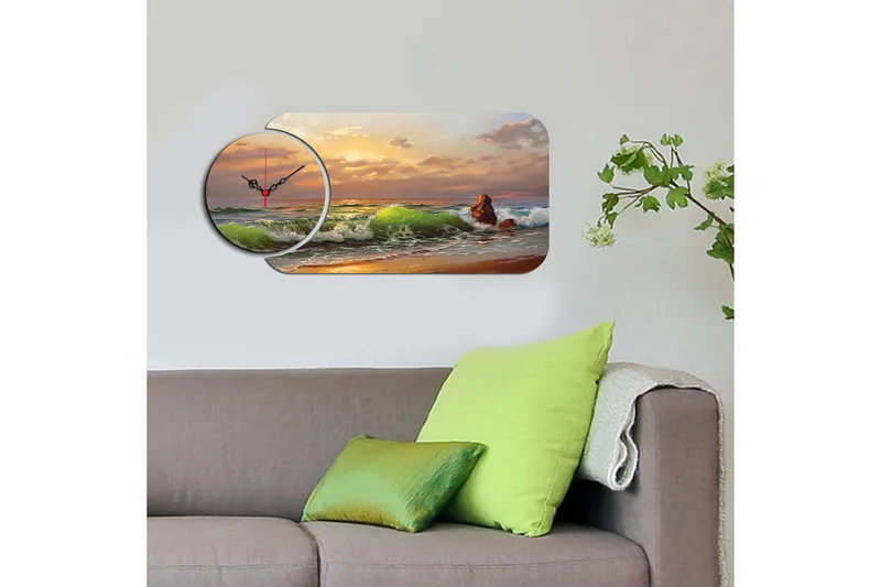 Decorative MDF Clock (2 Pieces) 68x32 - Inredning - Väggdekor - Väggklocka & väggur