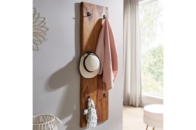 Kapprum Wohnling Väggmonterad klädhängare i massivt trä 2-radig krokslåda - Förvaring - Klädförvaring - Klädhängare - Krokar