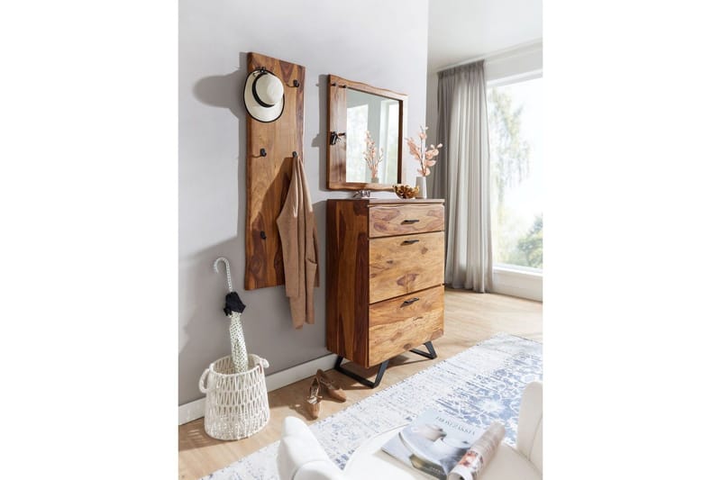 Kapprum Wohnling Väggmonterad klädhängare i massivt trä 2-radig krokslåda - Förvaring - Klädförvaring - Klädhängare - Krokar