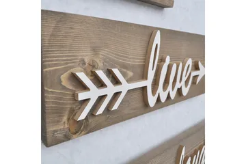 Evila Väggdekoration Love Live Laugh' - Brun - Inredning - Väggdekor - Skylt - Plåtskylt