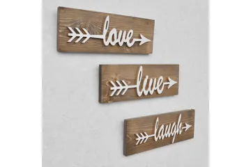 Evila Väggdekoration Love Live Laugh' - Brun - Inredning - Väggdekor - Skylt - Plåtskylt