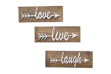 Evila Väggdekoration Love Live Laugh' - Brun - Inredning - Väggdekor - Skylt - Dörrskylt