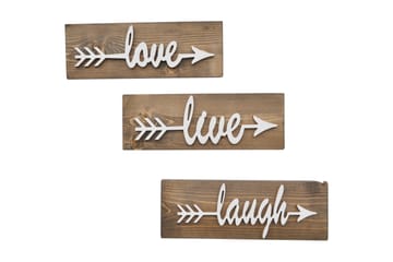 Väggdekoration Arthur Love Live Laugh' - Brun - Inredning - Väggdekor - Skylt - Plåtskylt