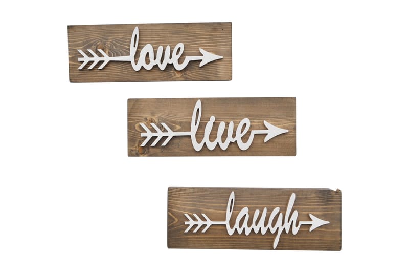 Väggdekoration Arthur Love Live Laugh' - Brun - Inredning - Väggdekor - Skylt - Plåtskylt