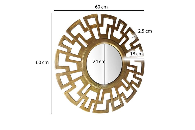 Spegel Wohnling Art Deco Rund 60 cm Modern - Inredning - Väggdekor - Dekorplast & kakeldekor
