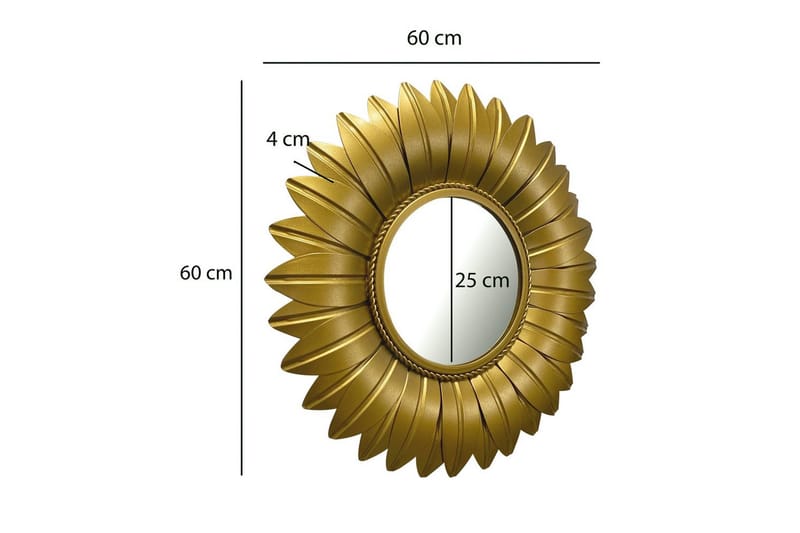 Spegel Wohnling Blomstil metallram rund 60 cm - Inredning - Väggdekor - Dekorplast & kakeldekor