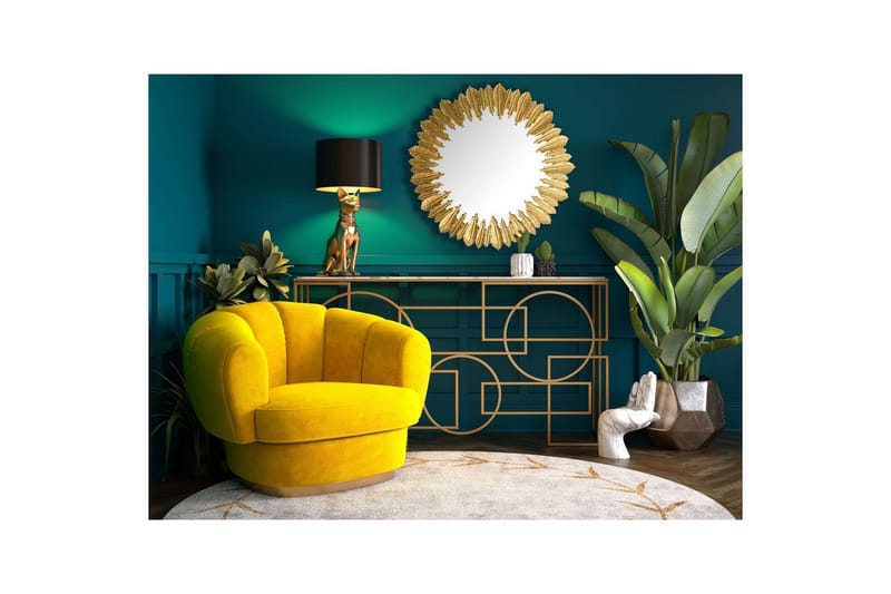 Spegel Wohnling Fjädrar metallram rund 68 cm modern - Inredning - Väggdekor - Dekorplast & kakeldekor