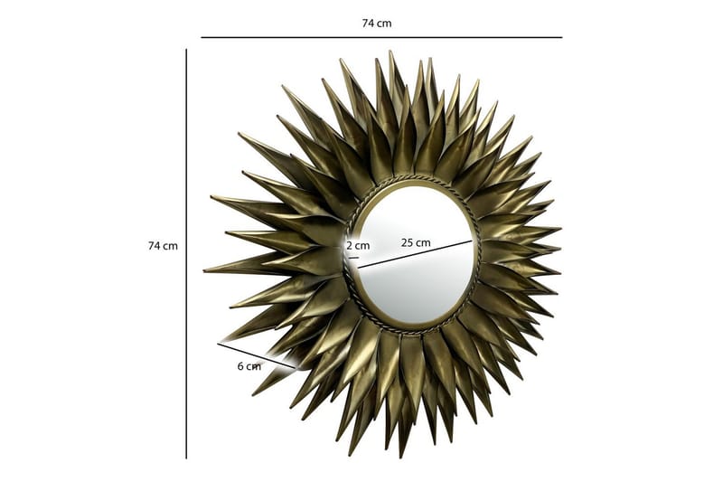 Spegel Wohnling Sun Style Metallram Rund 60 cm - Inredning - Väggdekor - Dekorplast & kakeldekor