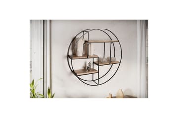 Vägghylla Wohnling Runt massivt trä metallram väggmonterad industriell - Förvaring - Hylla - Vägghylla