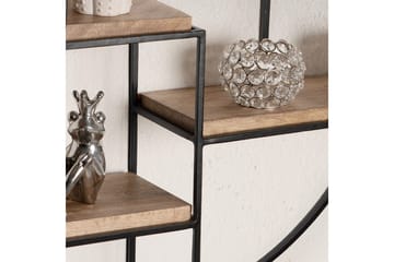 Vägghylla Wohnling Runt massivt trä metallram väggmonterad industriell - Förvaring - Hylla - Vägghylla