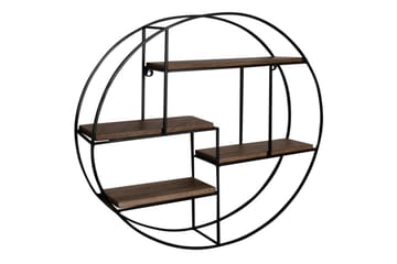 Vägghylla Wohnling Runt massivt trä metallram väggmonterad industriell - Förvaring - Hylla - Vägghylla