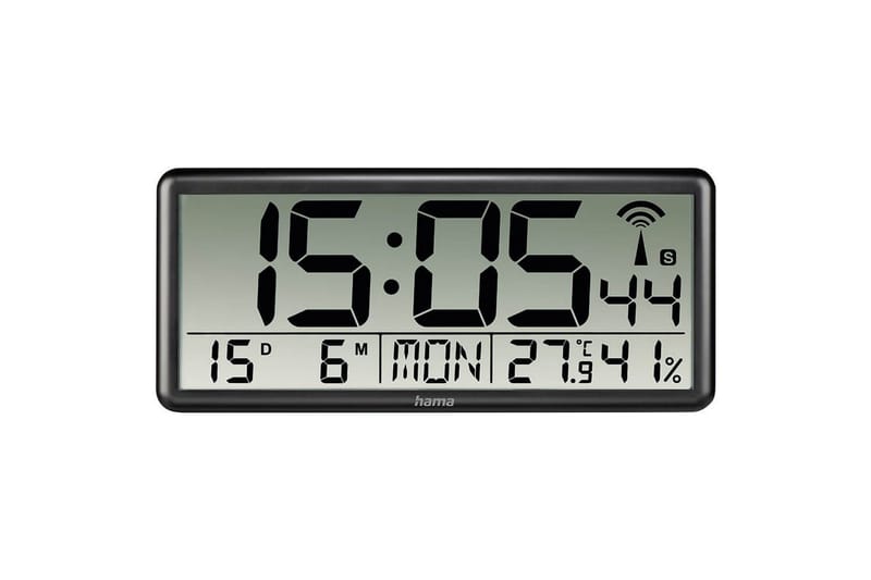 Väggklocka Hama Digital Jumbo med Radio Svart, Svart