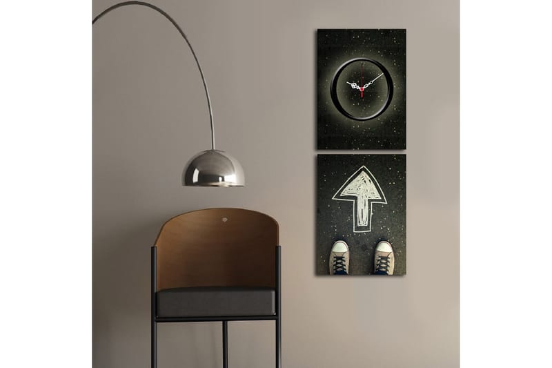 Canvasmålning Dekorativ med Klocka 2 Delar - Flerfärgad - Väggklocka & väggur